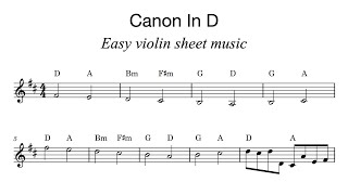 Canon In D  Violin sheet music  Easy violin songs for beginners [upl. by Caspar]