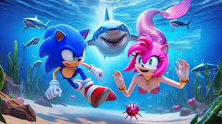 SONIC Falls In Love With AMY Mermaid  Love Story  Sonic The Hedgehog 3 Animation [upl. by Chema751]