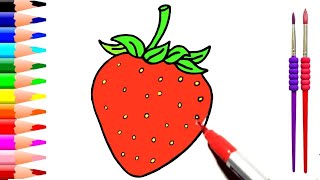 Drawing strawberry for kids  Step by step drawing of Strawberry [upl. by Yelha]