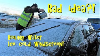 Bad idea BOILING water to clear ice Will it crack the windscreen [upl. by Luahs]