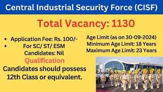 CISF Constable Fire Male Recruitment 2024 – Apply Online for 1130 Posts [upl. by Ahgem461]