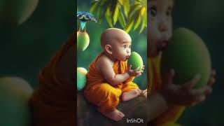 So cute little monk 🙏🙏👍👍 please like and subscribe my channel trending cute funny baby [upl. by Zacharia]