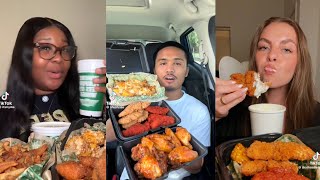 Mukbang ASMR 🤤  Tiktok Compilation pt4  Wingstop Raising Canes Chipotle WendysRamen [upl. by Zysk]