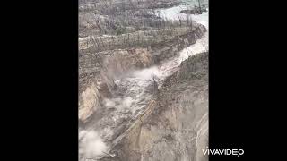 Aerial View of Chilcotin River Landslide Breach River Now Flowing [upl. by Frick513]