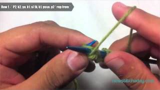 New Stitch A Day How to Knit The Chain of Hearts Stitch [upl. by Lesser]