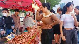 Cambodia Street Food Tour at Riverside Phnom Penh  Delicious Seafood Youtiao Meatball amp More [upl. by Crin]