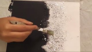 DIY Black and White Silver Glitter Wall Art  Easy Glitter Wall Decor [upl. by Alyehs827]