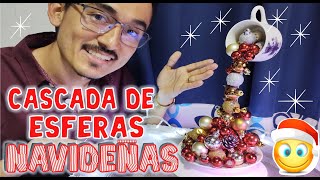 TUTORIAL DE CENTRO DE MESA MAGICO NAVIDEÑO  CASCADA DE ESFERAS [upl. by Anahsek758]