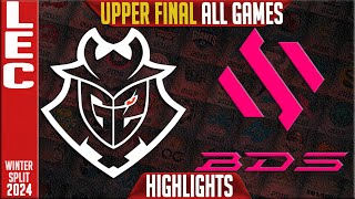 G2 vs BDS Highlights ALL GAMES  LEC Winter 2024 Playoffs Upper FINAL  G2 Esports vs Team BDS [upl. by Edgell405]