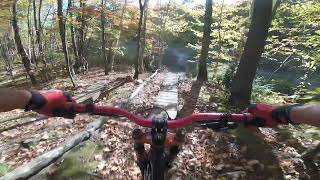 berms to sidewinder on a retro dh mtb october 10 2024 orange leaves four laps after work [upl. by Gokey]