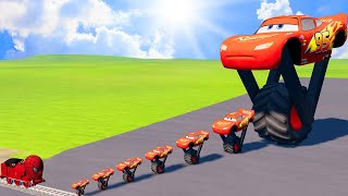 TRANSPORTING PIXAR CARS amp FRUITS WITH COLORED amp JOHN DEERE vs CLAAS vs TRACTORS  BeamNGdrive 962 [upl. by Wanfried]