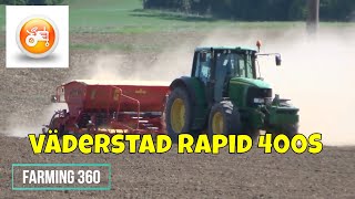 John Deere working with Väderstad Rapid 400S seed drill [upl. by Muldon]