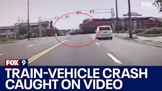 Dashcam video Train hits SUV in Robbinsdale [upl. by Jakoba]