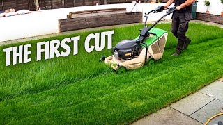 Mowing a new lawn for the 1st time Etesia pro46 in action lewisgardenservicesltd [upl. by Ceciley754]