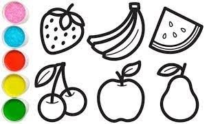 Learn fruits fruits drawing coloring amp painting draw fruits easy [upl. by Kaiser758]