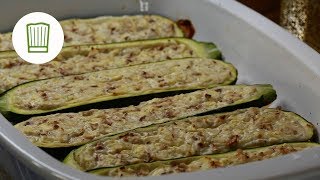 Gefüllte Zucchini  vegetarisch  Chefkochde [upl. by Aramois824]