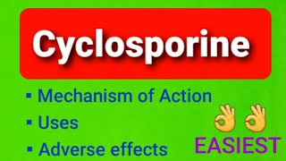 Cyclosporine drug mechanism of actionuses adverse effects  in hindi [upl. by Valaria]