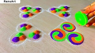 2 rangoli designs for navratri  rangoli for diwali easy and beautiful  Ranu Art [upl. by Oni332]