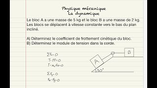 Coefficient de frottement cinétique et tension dans une corde physique dynamique [upl. by Nnaitsirk]