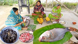 কাতলা মাছের পাতলা ঝোলকুমড়ো ফুলের বড়া আর কাঁকড়া দিয়ে বেতো শাক রান্না  fish curry [upl. by Gisela650]