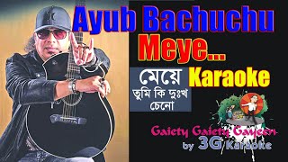 Meye Karaoke । Ayub Bachchu । মেয়েতুমি কি দুঃখ চেনো। 3G Karaoke । [upl. by Naxela]