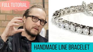 Line Bracelet Tennis Bracelet Goldsmith Tutorial  At The Bench [upl. by Yahs]