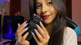 ASMR NO MEU MICROFONE FAVORITO TASCAM sons de boca unha grande na lente do mic tapping no tascam [upl. by Ymled]