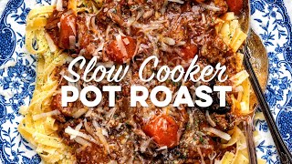 Slow Cooker Pot Roast  Supergolden Bakes [upl. by Kered520]