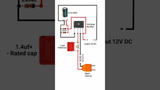 220V AC to 12V DC convertor Circuit without transformer shorts pbexperiment [upl. by Anilram]