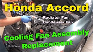 Honda Accord RadiatorCondenser Fan Assembly Replacement 20032007 [upl. by Rep]