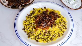 Persian lentil rice in a rice cooker I Meatless [upl. by Yhtur]