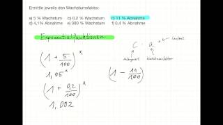 Exponentialfunktionen Wachstumsfaktor aus einer Prozentangabe bestimmen [upl. by Meekahs]