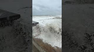 Storm Ciaran damages beach hut at Burton Bradstock in Dorset [upl. by Syck]