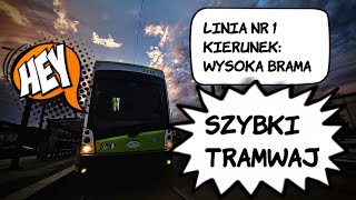 Olsztyński tramwaj Solaris Traminolinia nr 1 w kierunku Wysokiej Bramy z niezłym przyśpieszeniem [upl. by Akierdna]