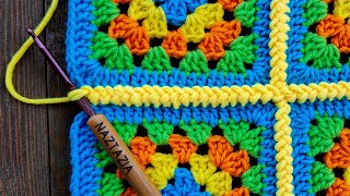 How to Connect Granny Squares with Slip Stitch Braids Method [upl. by Nayab]