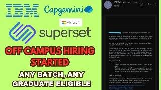 IBM Started Sending Test Emails  MicroSoft and Capgemini Superset Hiring For Freshers Apply Now [upl. by Ennayd403]