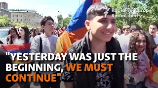 Armenian Students Join Archbishop In AntiGovernment Protests In Yerevan [upl. by Tawney]