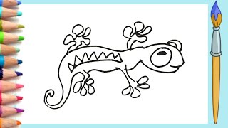 HOW TO DRAW  A quot LIZARD quot VERY Simple  step by step  Drawing lessons amp Toddler [upl. by Nathaniel]