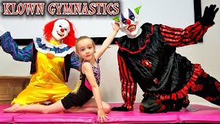 Hilarious Creepy Clowns Family Gymnastics Taught by 5 Year Old Trinity [upl. by Rbma148]