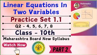 Class 10 Maths Linear Equations in Two Variables Class 10th Ex  11 Q2 Maharashtra Board Part2 [upl. by Skrap]