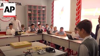 Russian schoolchildren learn to operate drones [upl. by Atinaw]