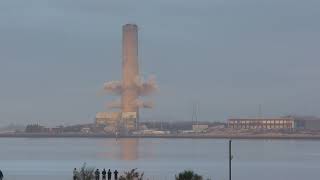 Longannet Chimney demolition from Boness 4K [upl. by Lucas]