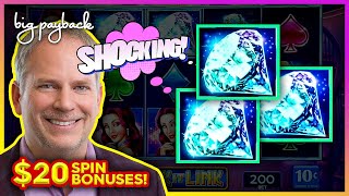 20Spin SHOCKING Bonuses on Lock It Link Diamonds Slots [upl. by Eliathan]