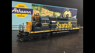 Athearn HO RTR SD402 Santa Fe 5010 [upl. by Eimorej194]