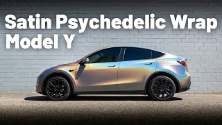 Satin Psychedelic Wrap  Tesla Model Y  3M 2080 Vinyl Wrap [upl. by Ayra]