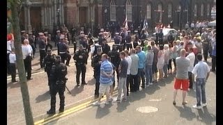 Orange Bands Play The Sash passing St Patricks Church in Belfast [upl. by Zacherie]