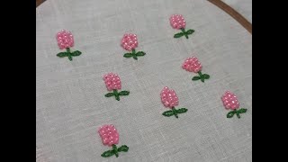 Bead embroidery work Flower embroidery with beads Hand embroidery turorial [upl. by Ecylahs]