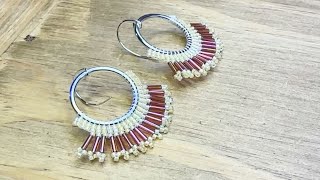 How to Make Double Brick Stitch amp Spiky Fringe Earrings by Deb Floros [upl. by Appolonia]