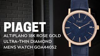 Piaget Altiplano 18K Rose Gold Ultra Thin Diamond Mens Watch GOA44052 Review  SwissWatchExpo [upl. by Tohcnarf676]