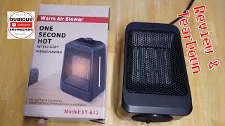 DuBEnG Cheap Chinese 600w and 1200w Fan Heater  £20 on Amazon GOKINGE XY612 Review and TearDown [upl. by Dennison]